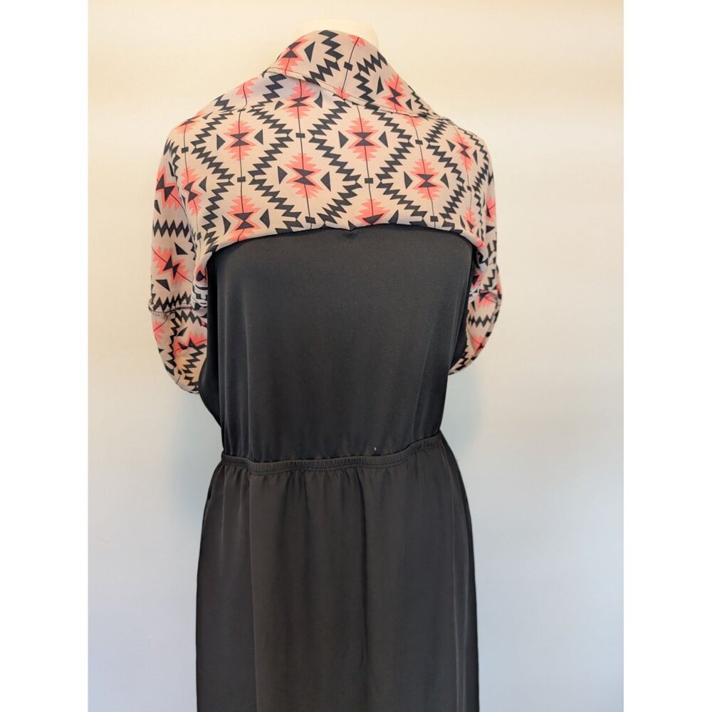 Aztec Print Maxi Dress With Sheer Black Skirt & Spaghetti Straps XL (15-17) y2k - Picture 4 of 6